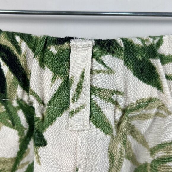 J Jill Linen Blend Cropped Wide Leg Pants S Bamboo Leaves Cream Green - Picture 12 of 15
